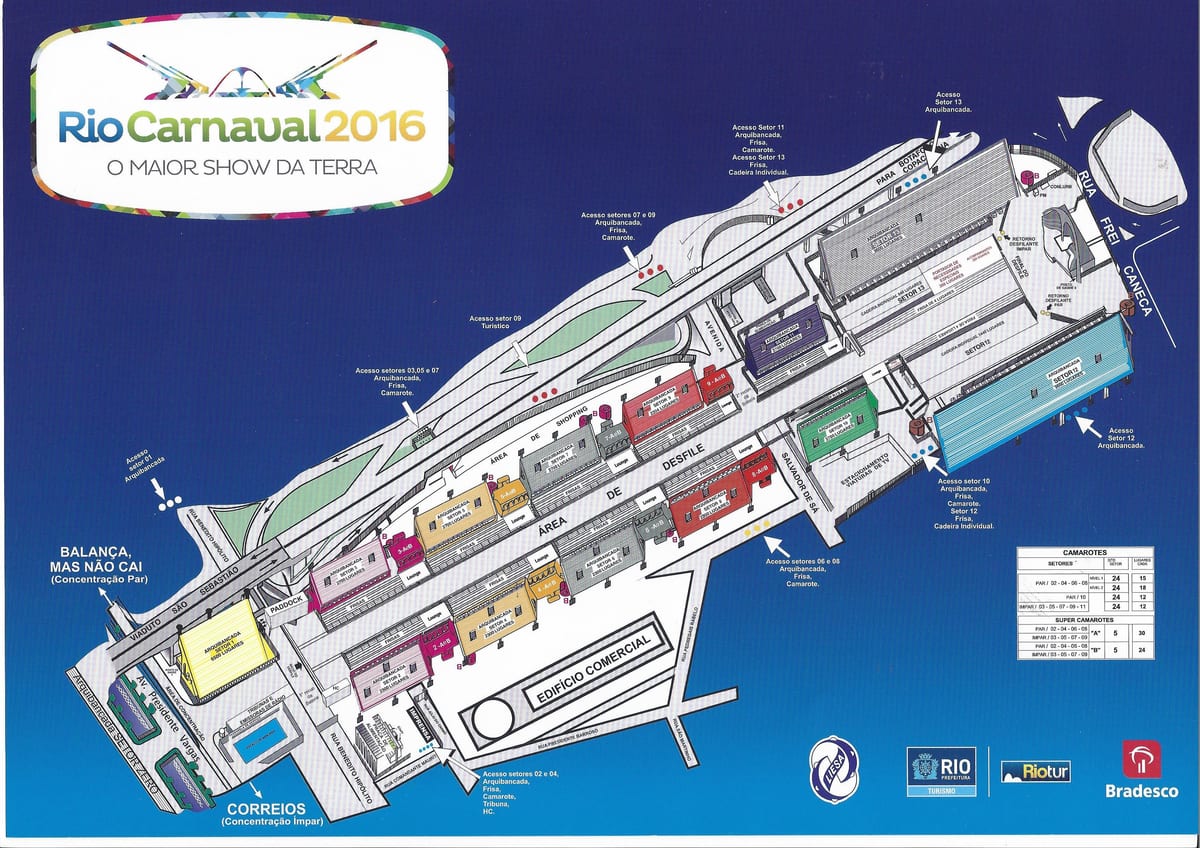 mapa de Rio de carnaval