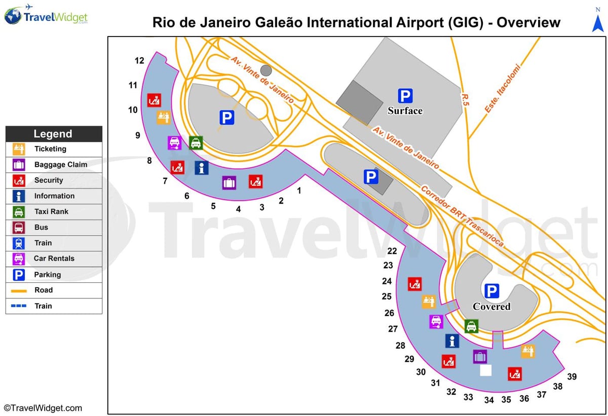 mapa de Rio de Janeiro concert de l'aeroport
