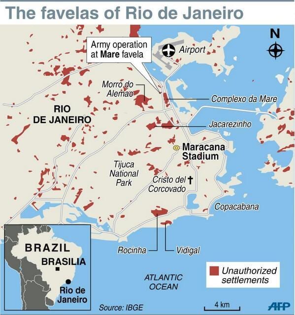favela mapa de Rio de Janeiro