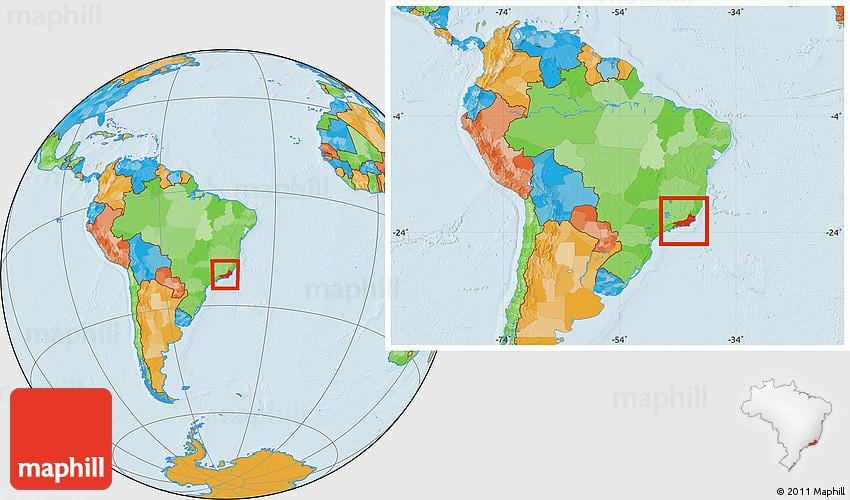 on és Rio de Janeiro sobre el mapa del món