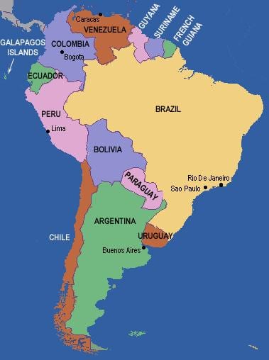Riu gran mapa d'amèrica del sud