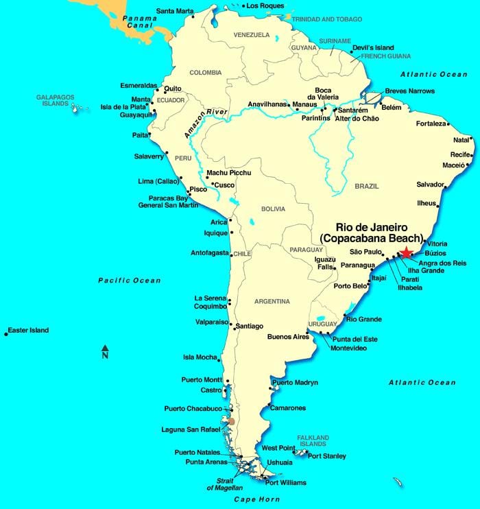 Hotels de Rio de Janeiro mapa d'amèrica del sud