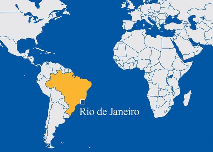 mapa del món que mostra hotels de Rio de Janeiro