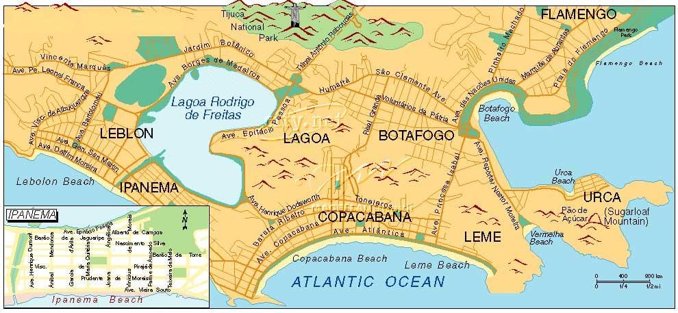 mapa de les platges de Rio de Janeiro