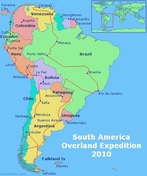 mapa d'amèrica del sud Rio