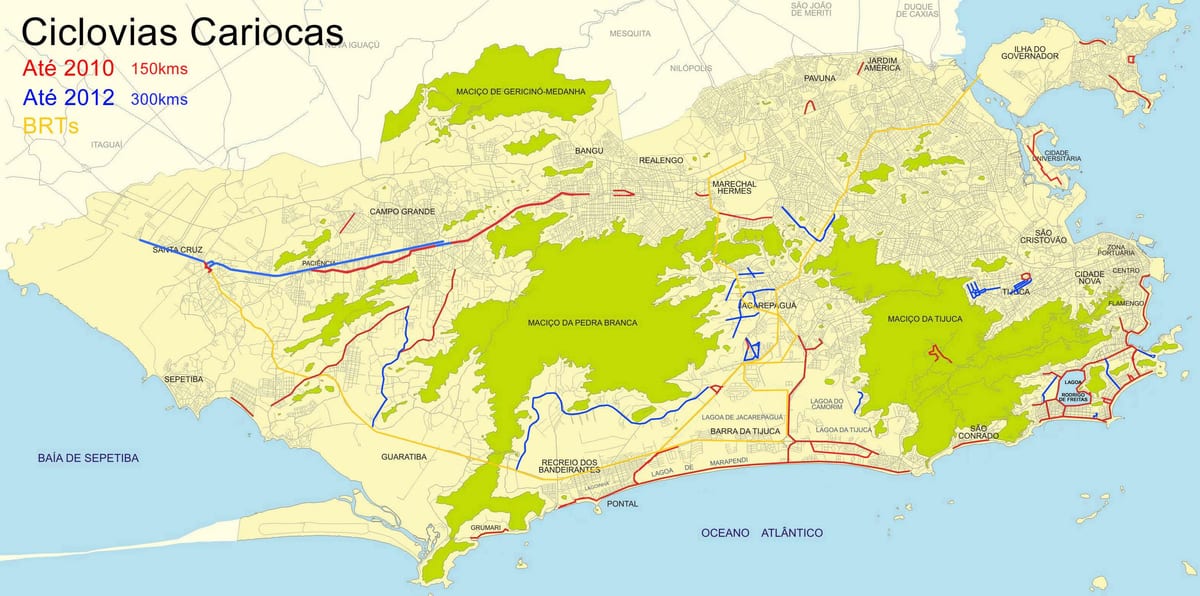 Hotels de Rio de Janeiro bicicleta mapa