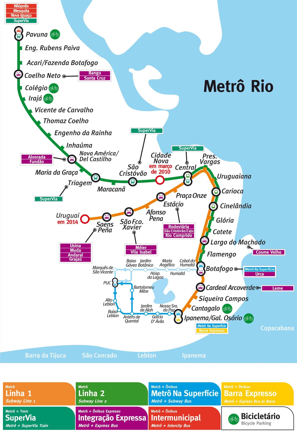 mapa de metro de Rio de Janeiro